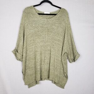 Talulah Women's Size L Oversized Slouchy Loose Knit Sweater Green Boho Lagenlook